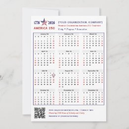 Amerika 250 Patriotic 2026 Calendar Keepake Card