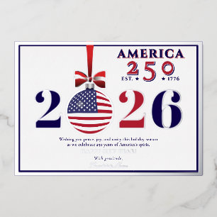 Amerika 250 Patriotic Holiday 2025 Blue Democratic Folien Feiertagskarte