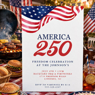 Amerika 250 Patriotische Einladung   4. Juli BBQ