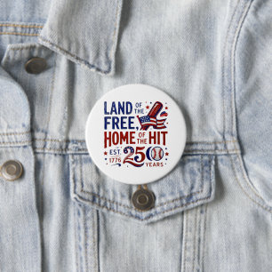 Amerika 250   Patriotischer Baseball Juli 2026 Button