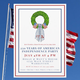 Amerika 250 Patriotischer Kranz Grandmillennial 17 Einladung