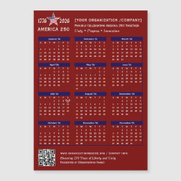 Amerika 250 Patriotischer Roter Kalender 2026 Keep Magnetkarte
