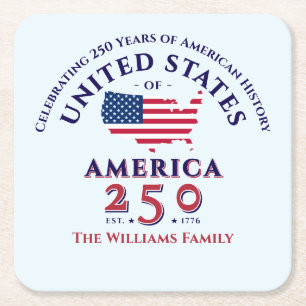 Amerika 250 Patriotisches Foto Keepake Geschenk Rechteckiger Pappuntersetzer