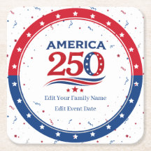 AMERIKA 250 - Personalisierter Familientisch blau