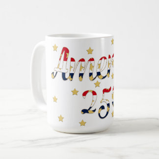 Amerika 250 Rot, Weiß Blau Faux Gold Kaffeetasse