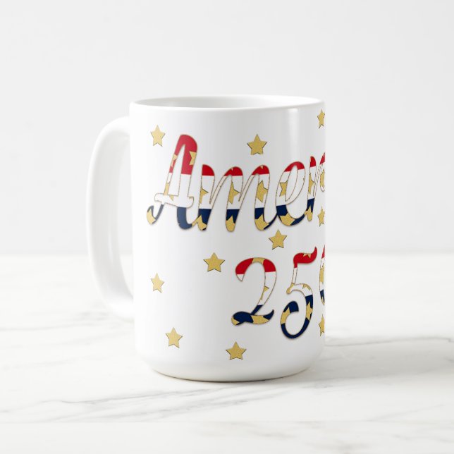 Amerika 250 rot weiß blau gold  kaffeetasse (Vorderseite Links)