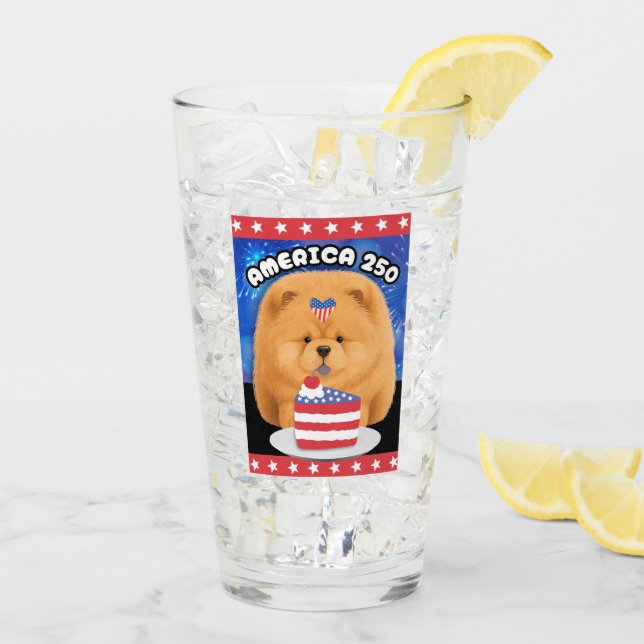 AMERIKA 250  Roter Chow Glas (Rückseite Ice)