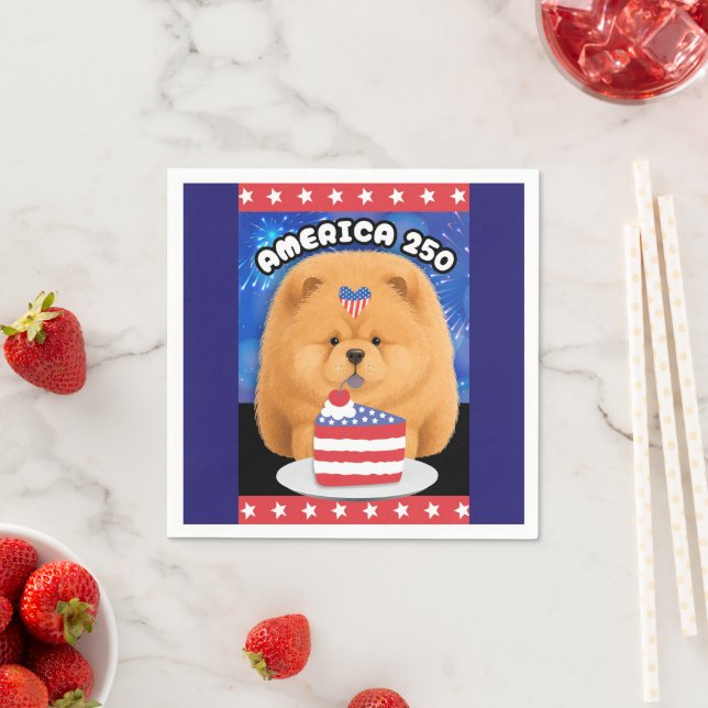 AMERIKA 250  Roter Chow Serviette (Beispiel)