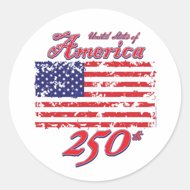 Amerika 250 runder aufkleber (Vorderseite)