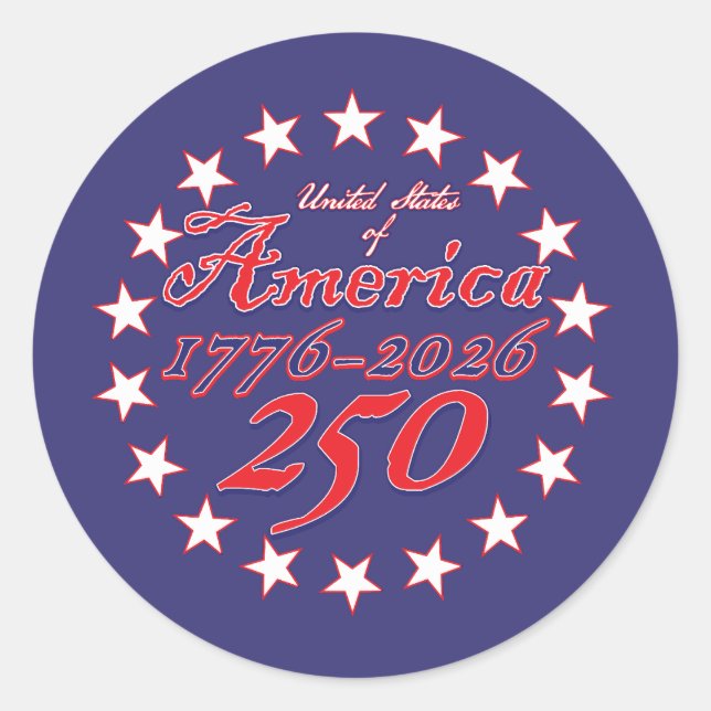 Amerika 250 runder aufkleber (Vorderseite)