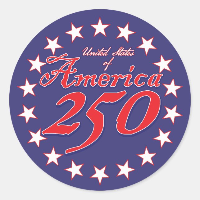 Amerika 250 runder aufkleber (Vorderseite)