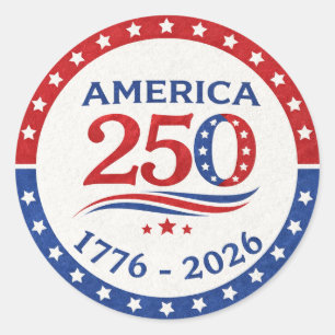 Amerika 250 Semiquincentennial Patriotisches Logo Runder Aufkleber