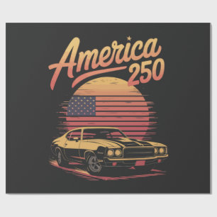 Amerika 250 US Retro Sonnenuntergang Geschenkpapier