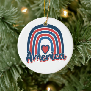 Amerika 4. Juli Celebration Rainbow USA Keramik Ornament