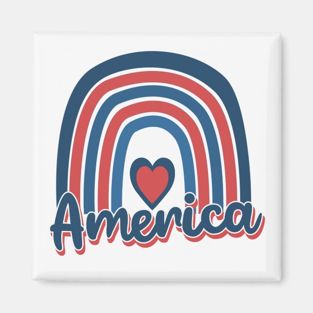 Amerika 4. Juli Celebration Rainbow USA Magnet (Vorne)