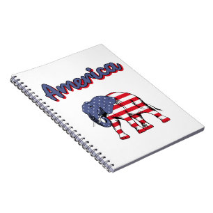 Amerika 4. Juli Feier Elephant USA Flag Notizblock