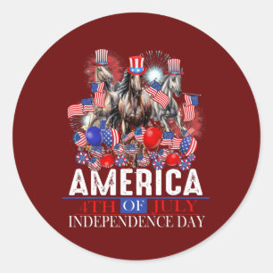 Amerika 4. Juli Patriotic USA Pferde Grafik Runder Aufkleber