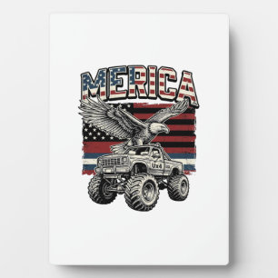 Amerika Adler Monster Truck Vintage Patriotisch Fotoplatte