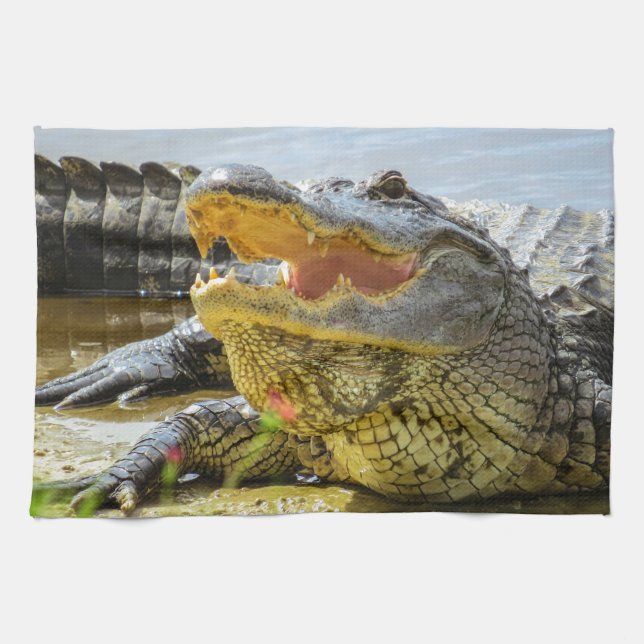 Amerika-Alligatornahaufnahme. Vertraulich Geschirrtuch (Horizontal)