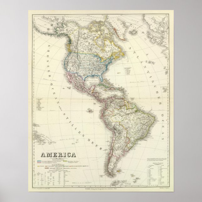 Amerika Atlas Map Poster (Vorne)