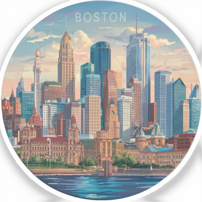 Amerika Boston City Skyline, Boston Ma Us Skyline Aufkleber (Vorderseite)