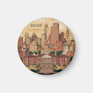 Amerika Boston City Skyline, Boston Ma Us Skyline Magnet