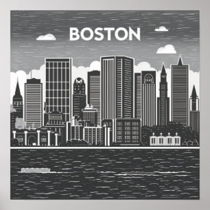 Amerika Boston City Skyline, Boston Ma US-Skyline Poster