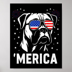Amerika Boxer Hund Amerikanische Flagge Singles Pa Poster