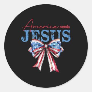 Amerika braucht Jesus Christlich USA-Flagge Coquet Runder Aufkleber