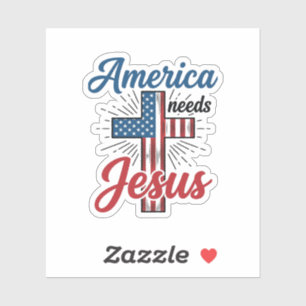 Amerika Braucht Jesus Patriotisches Kreuz-Shirt-De Aufkleber