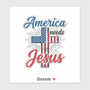 Amerika Braucht Jesus Patriotisches Kreuz-Shirt-De Aufkleber