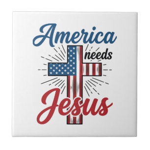 Amerika Braucht Jesus Patriotisches Kreuz-Shirt-De Fliese