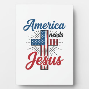 Amerika Braucht Jesus Patriotisches Kreuz-Shirt-De Fotoplatte