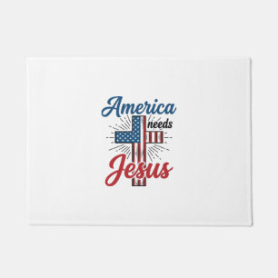 Amerika Braucht Jesus Patriotisches Kreuz-Shirt-De Fußmatte