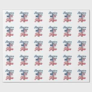 Amerika Braucht Jesus Patriotisches Kreuz-Shirt-De Geschenkpapier