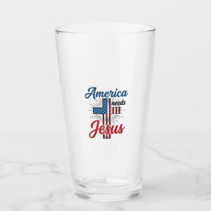 Amerika Braucht Jesus Patriotisches Kreuz-Shirt-De Glas