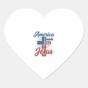 Amerika Braucht Jesus Patriotisches Kreuz-Shirt-De Herz-Aufkleber
