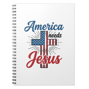 Amerika Braucht Jesus Patriotisches Kreuz-Shirt-De Notizblock