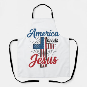 Amerika Braucht Jesus Patriotisches Kreuz-Shirt-De Schürze