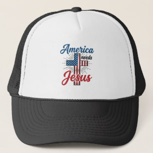 Amerika Braucht Jesus Patriotisches Kreuz-Shirt-De Truckerkappe