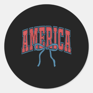 Amerika Coquette Bogen 4. Juli USA American Girl Runder Aufkleber