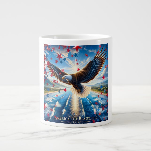 Amerika der wunderschöne Adlerfahne Patriotischer  Jumbo-Tasse (Vorderseite)