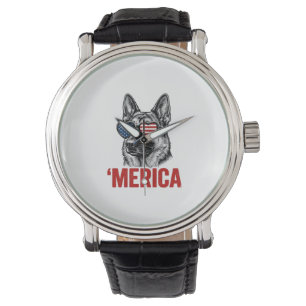 Amerika Deutsche-Schäferhund-Flagge-Sonnenbrille-S Armbanduhr
