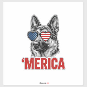 Amerika Deutsche-Schäferhund-Flagge-Sonnenbrille-S Aufkleber