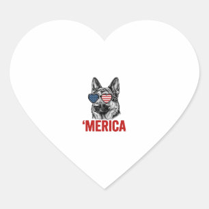 Amerika Deutsche-Schäferhund-Flagge-Sonnenbrille-S Herz-Aufkleber