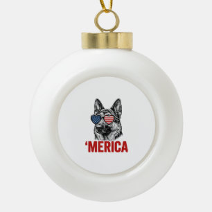 Amerika Deutsche-Schäferhund-Flagge-Sonnenbrille-S Keramik Kugel-Ornament