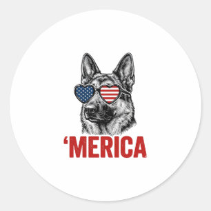 Amerika Deutsche-Schäferhund-Flagge-Sonnenbrille-S Runder Aufkleber