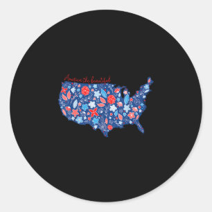 Amerika die schöne florale patriotische runder aufkleber