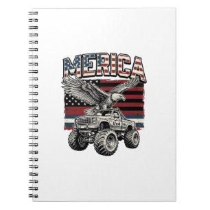 Amerika Eagle Monster Truck Vintage Patriotisch Notizblock