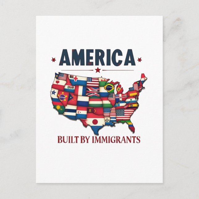 Amerika erbaut von Immigranten Patriotic American Postkarte (Vorderseite)